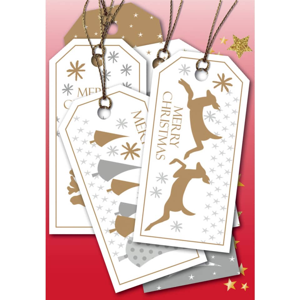 Geschenkanhänger Weihnachten "Merry Christmas" - 8 x 4 cm, 6 Stück, weiß