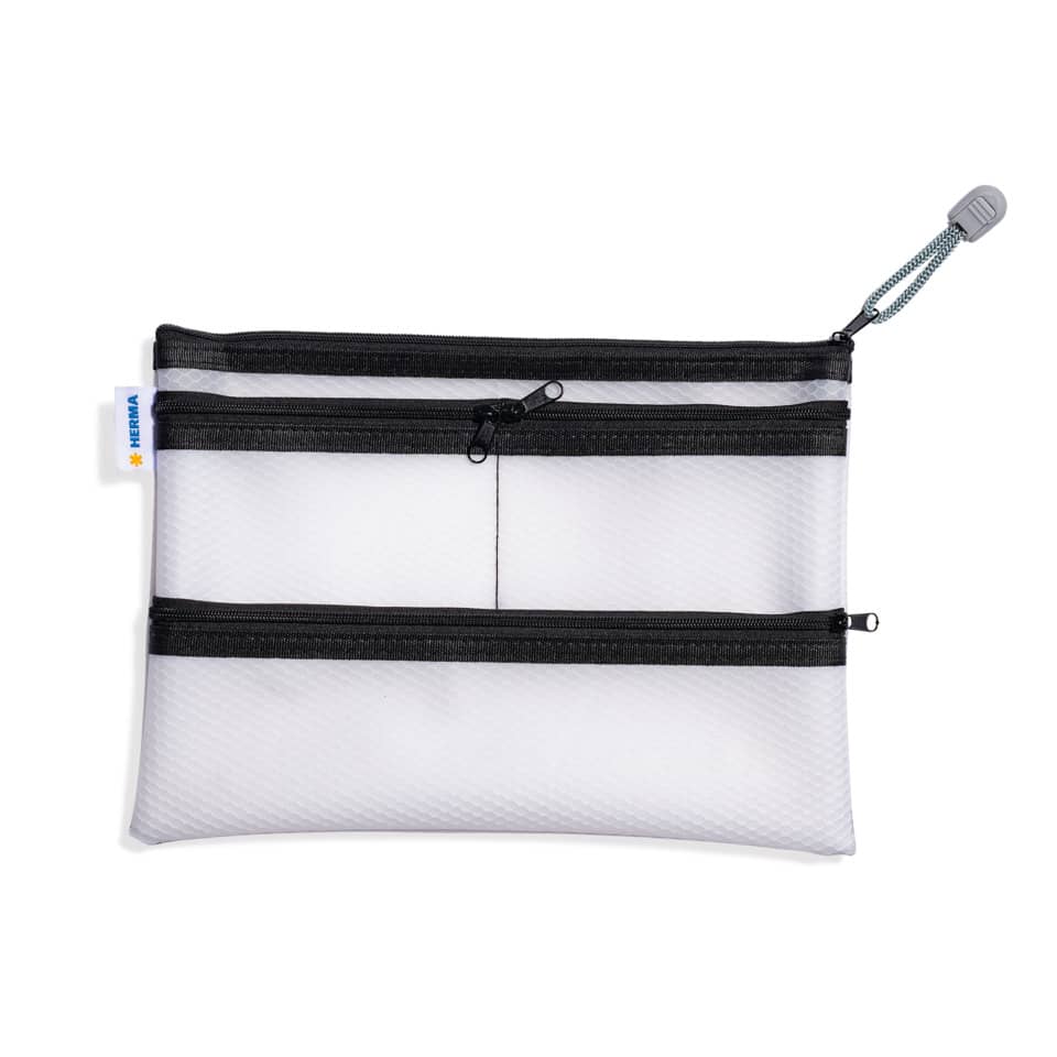 Reißverschlusstasche Multibag - transparent/schwarz, A5, 26 x 20cm, 4 Fächer
