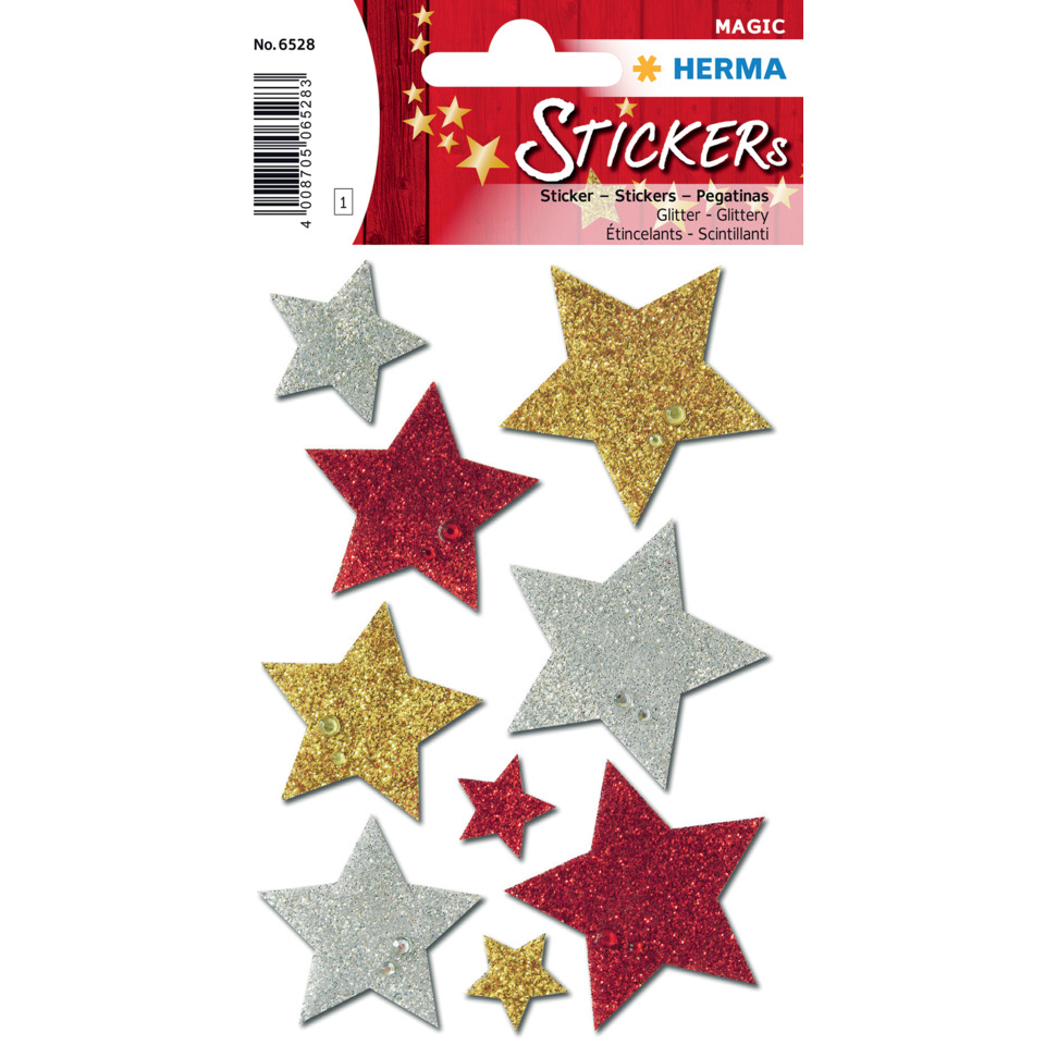 6528 Sticker MAGIC bunte Sterne, glittery