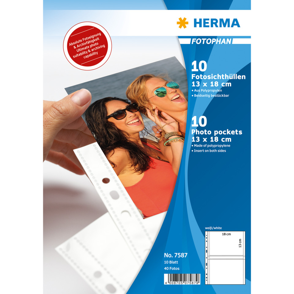 7587 Fotophan 130 x 180 mm quer weiß 10 Hüllen
