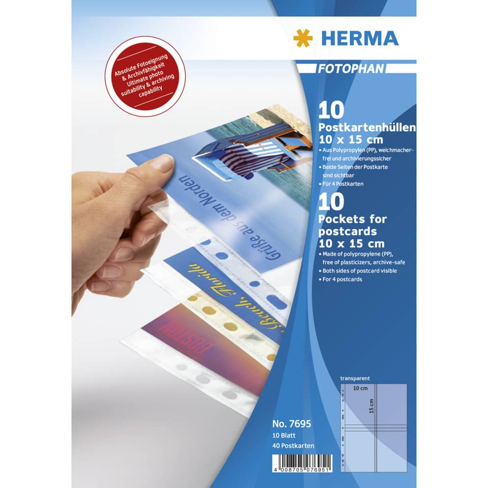 7695 Postkartenhüllen - transparent, Folie, 10 Stück