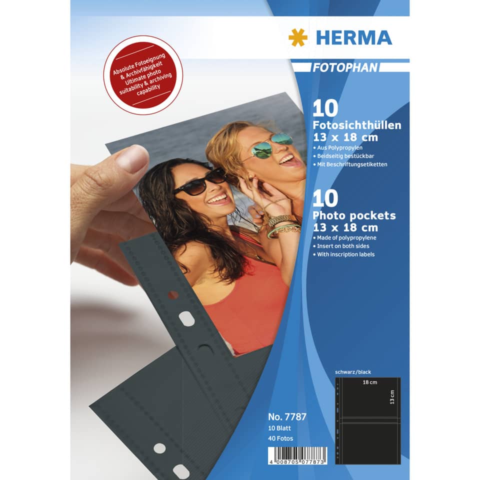 7787 Fotophan 130 x 180 mm quer schwarz 10 Hüllen