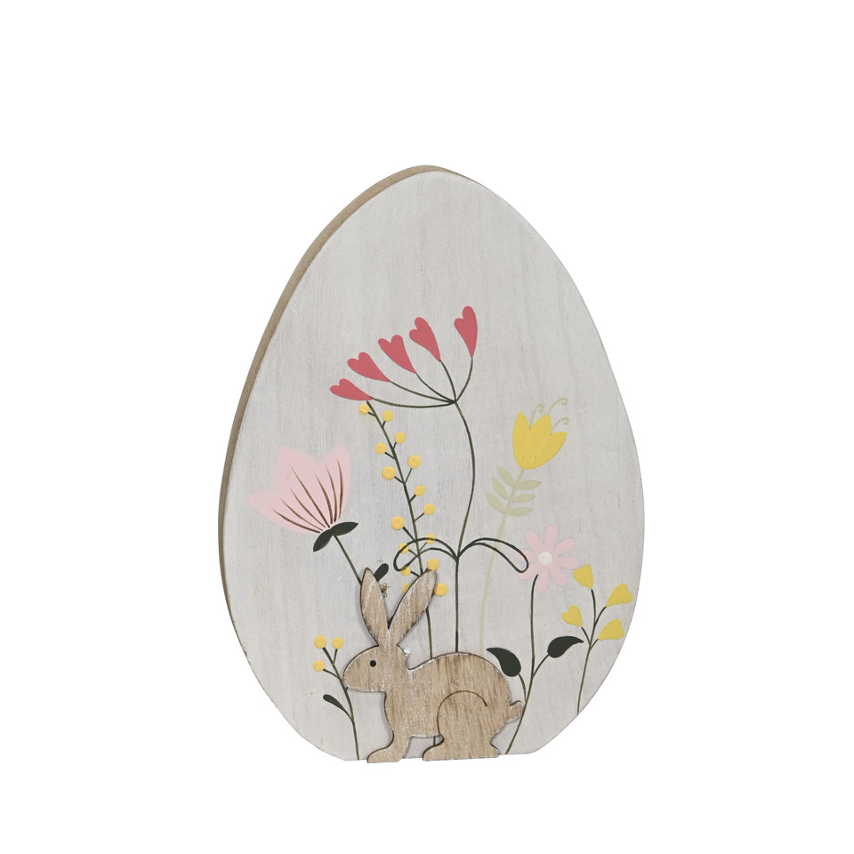 Osterei Blumenwiese, 14,5 x 2,5 x 19,5 cm, Holz, bunt