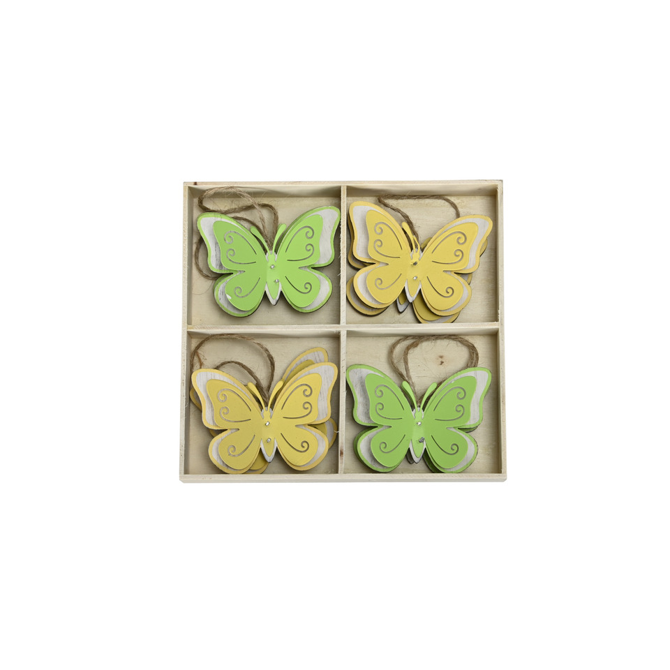 Behang Schmetterling, 7 x 8 cm, 8 Stück, grün/gelb sortiert