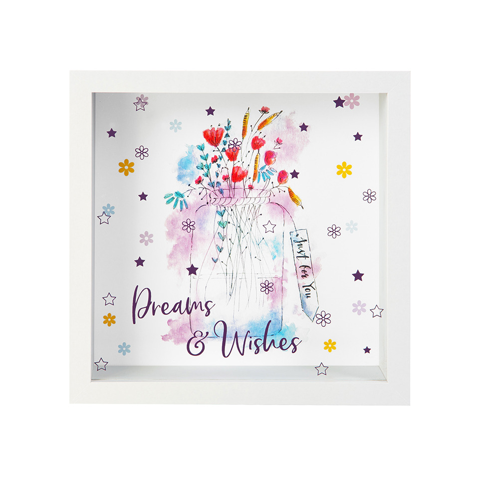 Bilderrahmen / Spardose Wunscherfüller Dreams & Wishes - 18 x 18 x 5 cm
