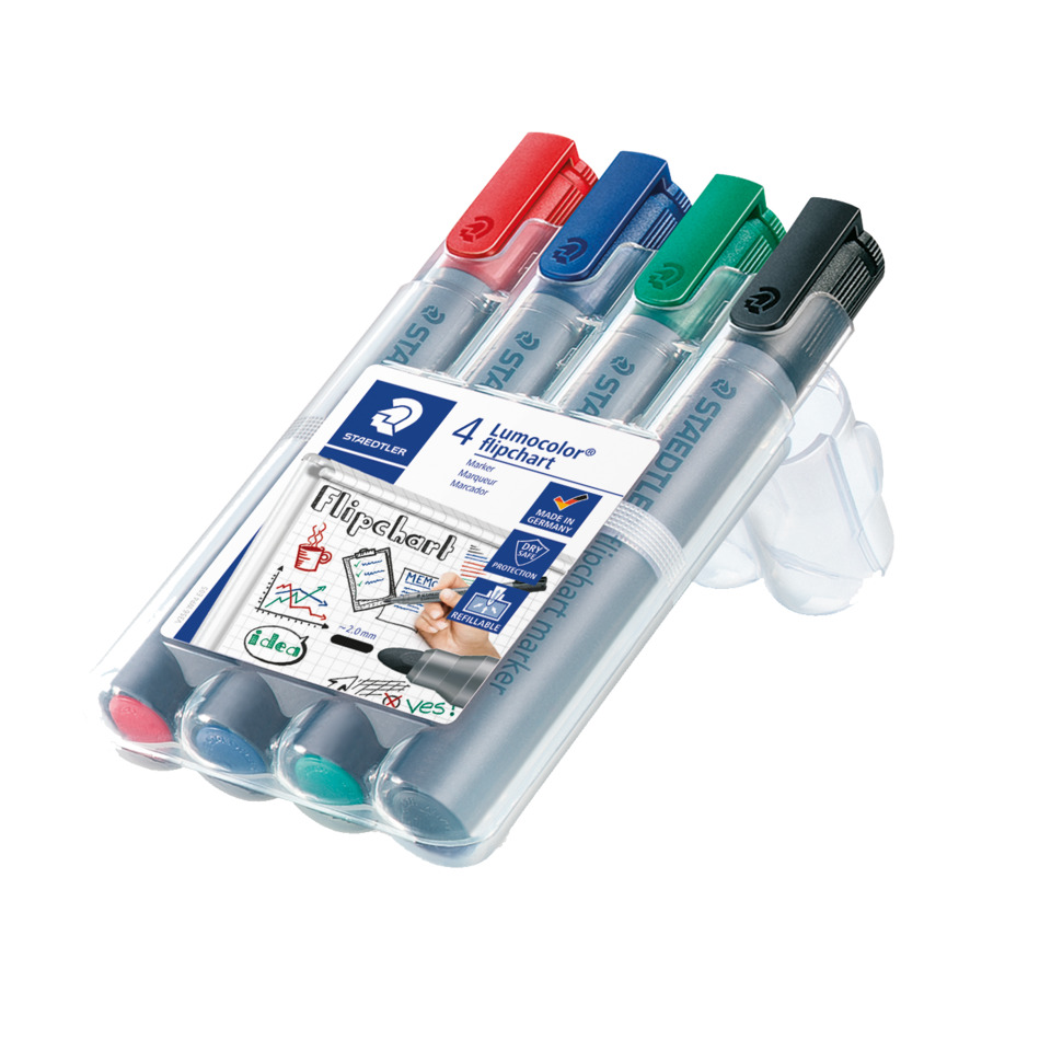 Lumocolor® 356 flipchart marker - Rundspitze, 4 Farben sortiert