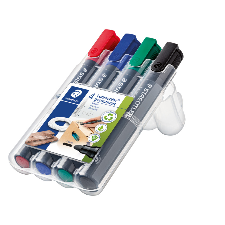 Permanentmarker Lumocolor® 352, nachfüllbar, STAEDTLER Box mit 4 Farben