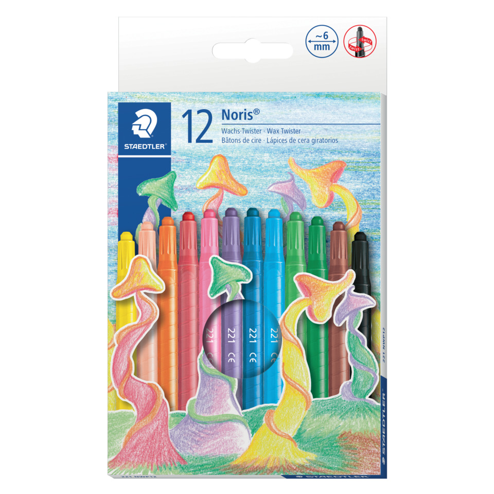 Wachsmalstift Noris Club® Wachs-Twister - Etui 12 Farben, rund