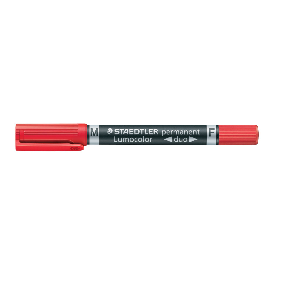 Permanentmarker Lumocolor® duo - nachfüllbar, 0,6 mm und 1,5 mm, rot
