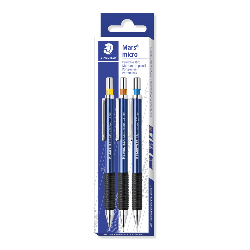 Druckbleistift Mars® micro - 0,3 mm, 0,5 mm, 0,7 mm, B, Etui 3 Stück