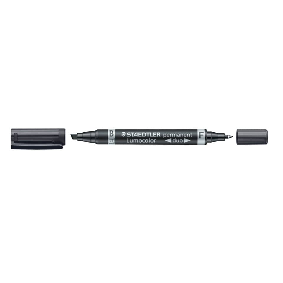 Permanentmarker Lumocolor® duo - nachfüllbar, 0,6 mm und 1,5-4 mm, schwarz