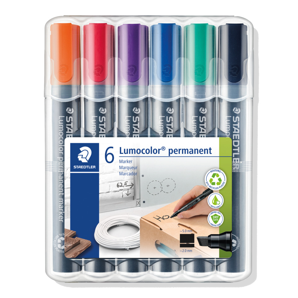 Permanentmarker Lumocolor® 350, STAEDTLER Box mit 6 Farben