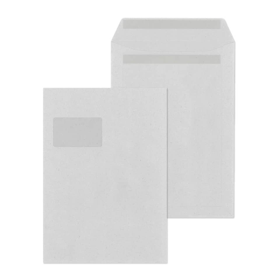 Versandtaschen Recycling - C4, mit Fenster, selbstklebend, 90g/qm, 250 Stück