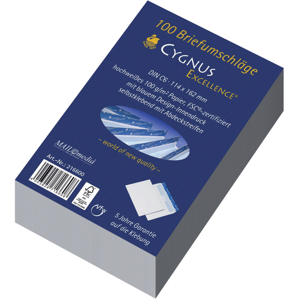 Briefumschlag C6, haftkebend, weiß, Offset 100g, 100 Stück