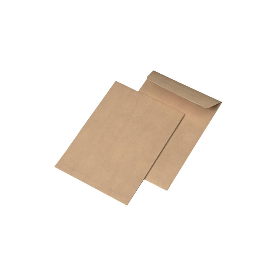 Faltentaschen - C5, ohne Fenster, 20 mm-Falte, Spitzboden, haftklebend, braun, 110 g/qm, 250 Stück