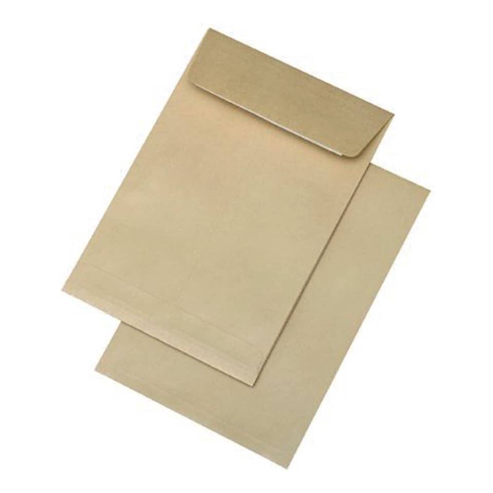 Faltentaschen - B5, ohne Fenster, 20 mm-Falte, Spitzboden, haftklebend, braun, 110 g/qm, 250 Stück