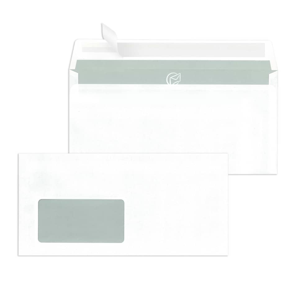 Briefumschläge DIN lang (220x110 mm), mit Fenster, haftklebend, 80 g/qm, 1.000 Stück