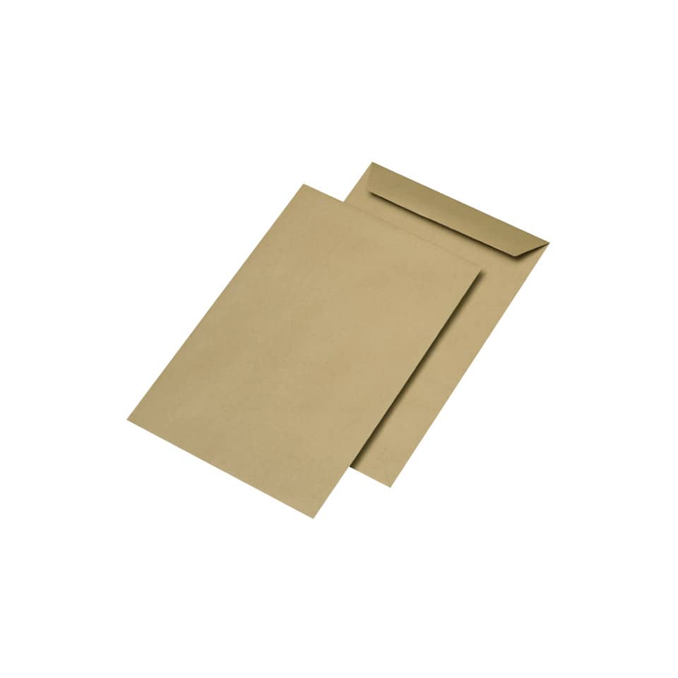 Versandtasche C4, nassklebend, ohne Fenster, braun, 130 g/qm, 250 Stück
