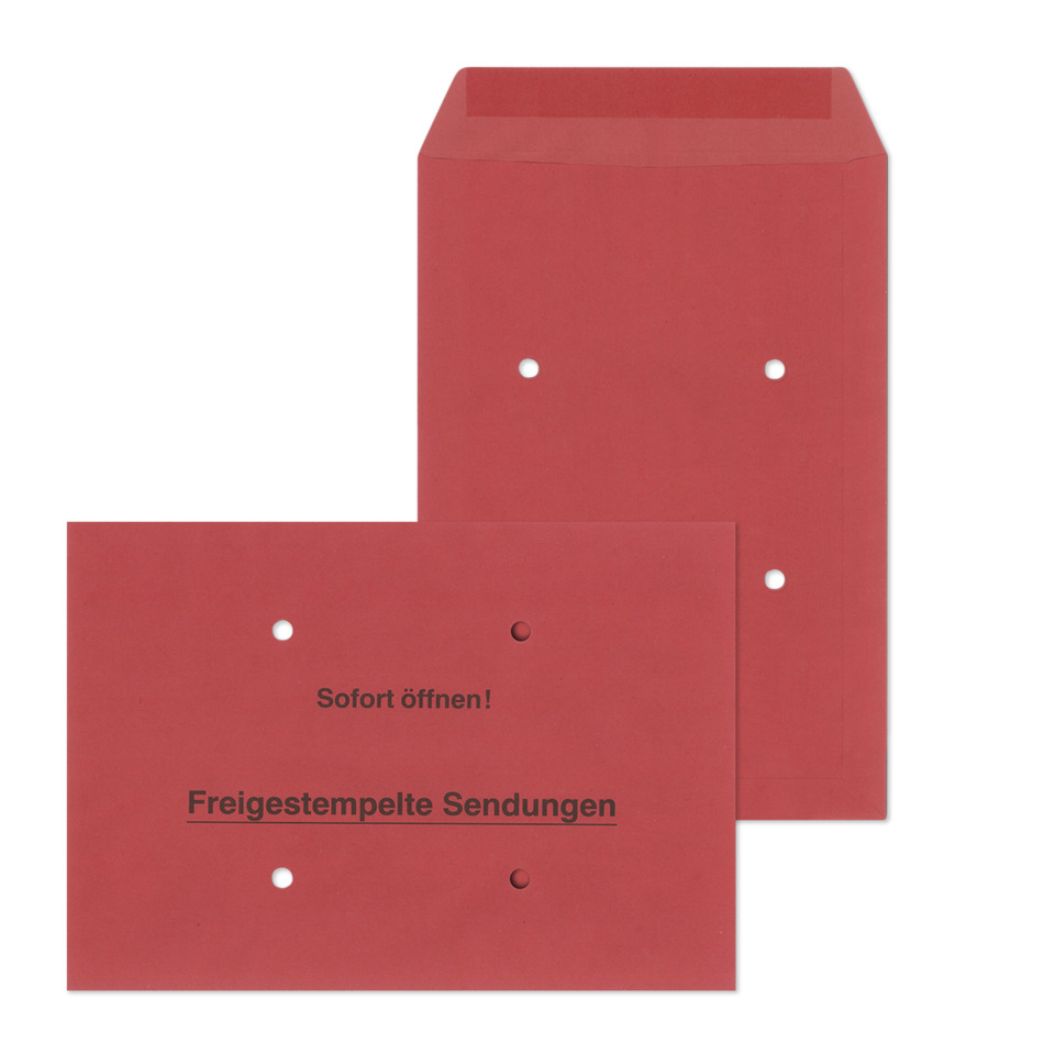 Freistempler-Taschen B4 , 100 g/qm, rot , 250 Stück