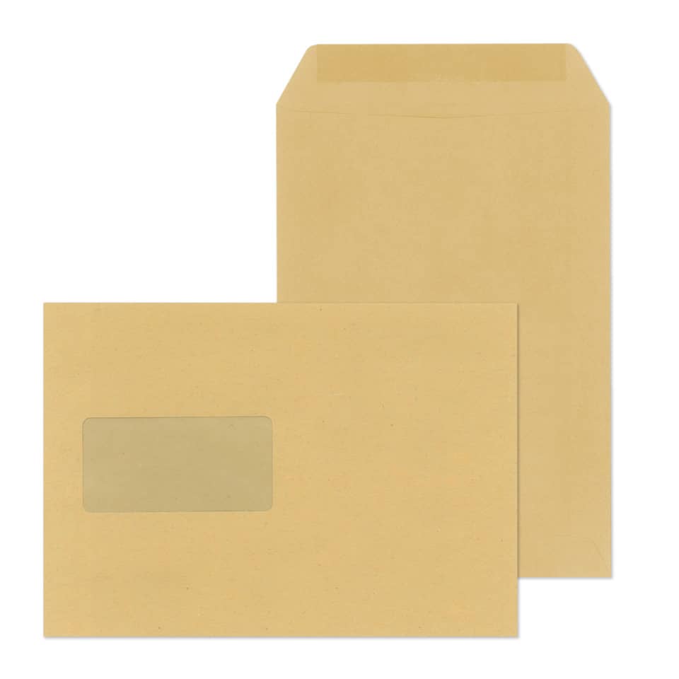 Versandtaschen Recycling - C5, mit Fenster, gummiert, 90 g/qm, braun, 500 Stück