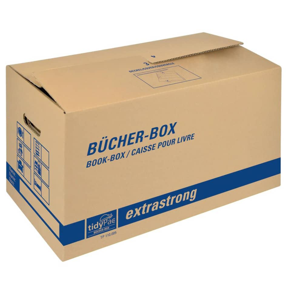 Bücherbox, 575 x 295 x 335 mm, extrastarke Doppelwellpappe, braun