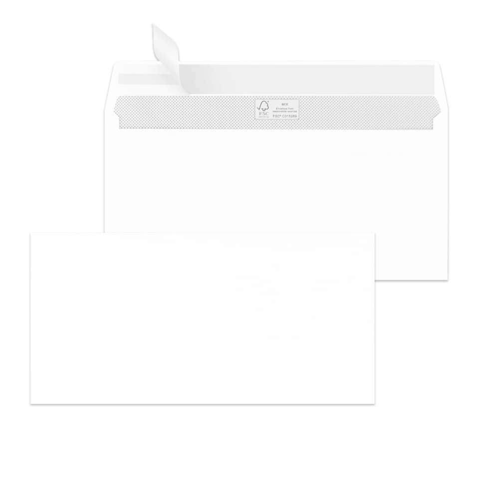 Briefhülle - DL, weiß, haftklebend, Innendruck, 100 g/qm, 500 Stück