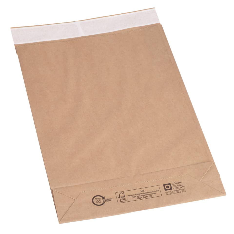 Faltentaschen - 250x50x353+50 mm, Boden, o. Fenster, 300 Stück, braun