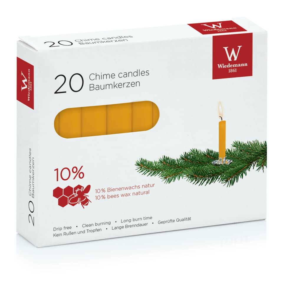 Christbaumkerze 10% Bienenwachs, 100x13mm, natur, 20 Stück
