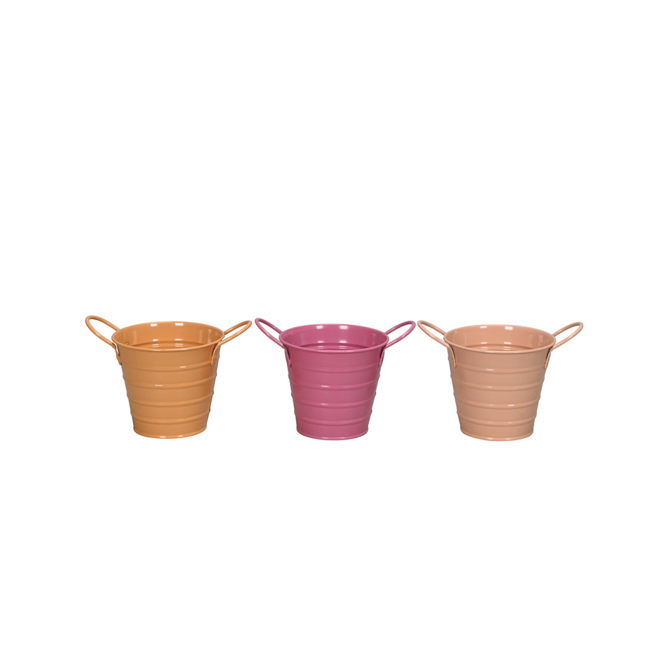 Deko Topf mit Griffe, 11,5 x 10,5 x 3 cm, pink/orange sortiert