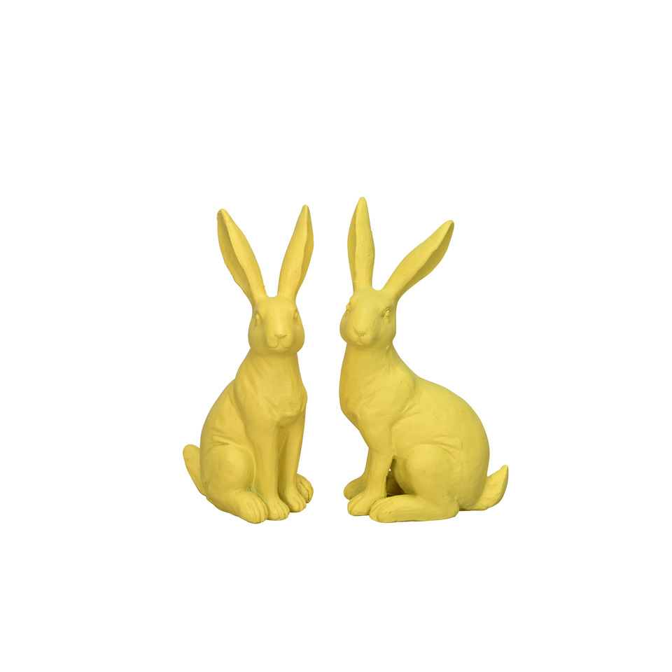 Osterhase pastell, H 14cm, Polyresin, gelb sortiert