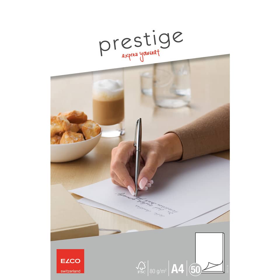 Schreibblock Prestige - DIN A4, blanko, weiß, 50 Blatt