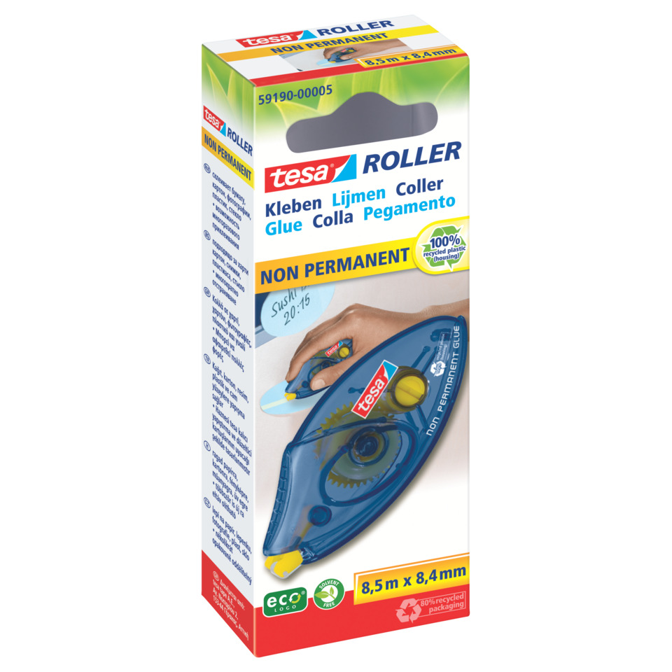 Kleberoller Einweg - non permanent, 8,5 m x 8,4 mm, blau