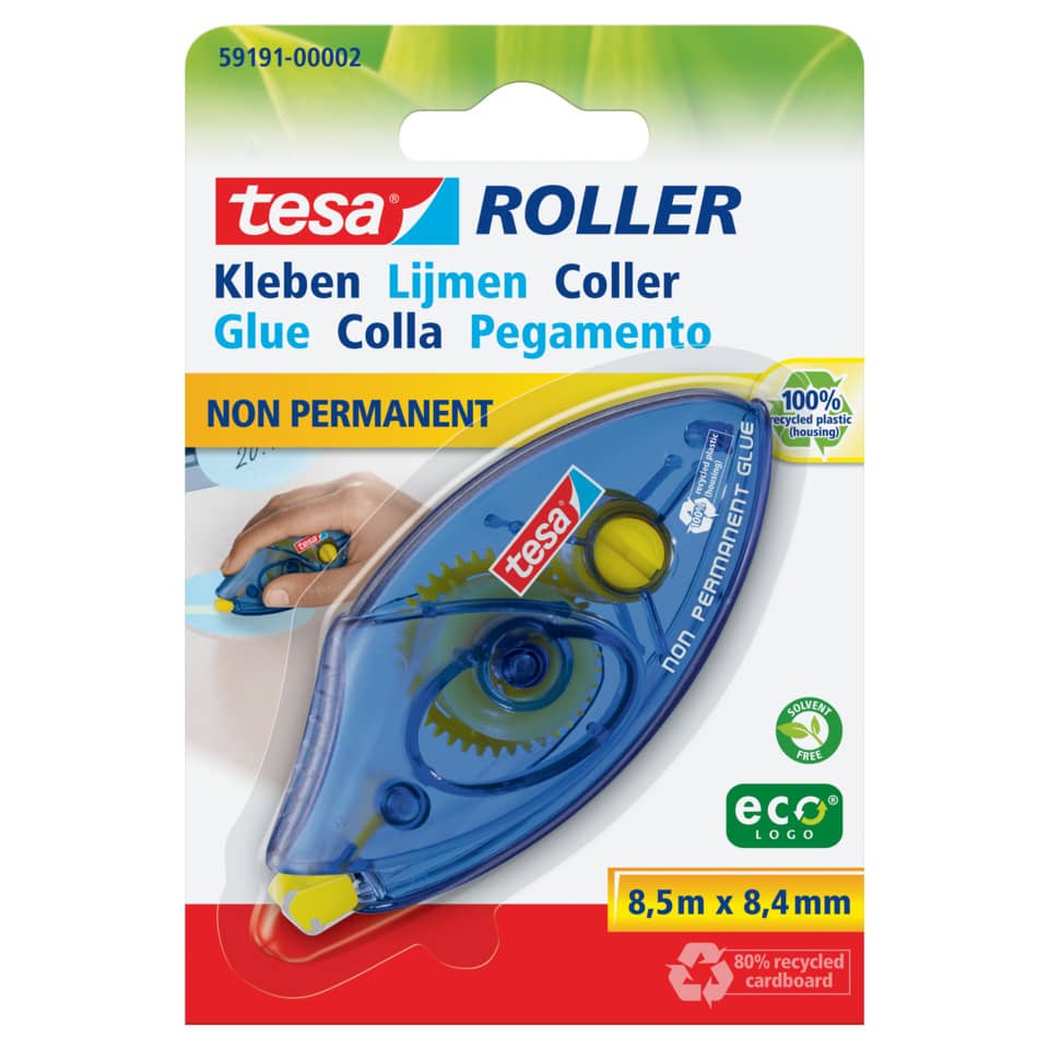 Kleberoller Einweg - non permanent, 8,5 m x 8,4 mm, blau