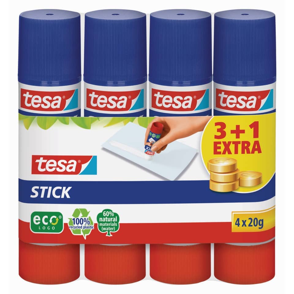 Alleskleber Stick ecoLogo® Klebestift, ohne Lösungsmittel, 4x20g, 1 Stick gratis