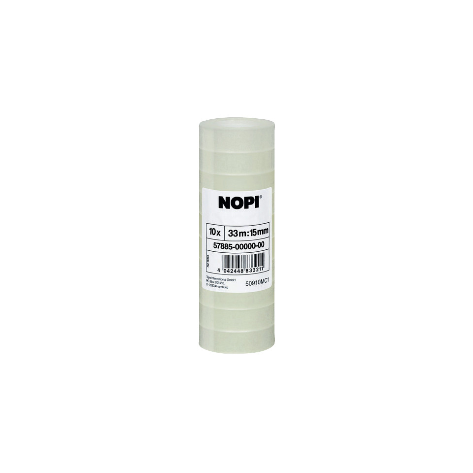 Klebefilm NOPI® transparent, PP, unsichtbar, Bandgröße (L x B): 33 m x 15 mm