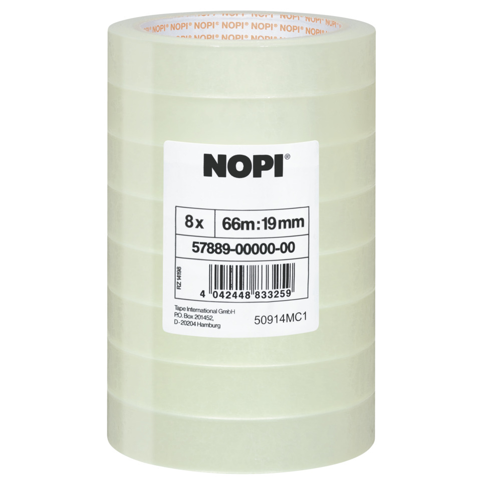 Klebefilm NOPI® transparent, PP, unsichtbar, Bandgröße (L x B): 66 m x 19 mm