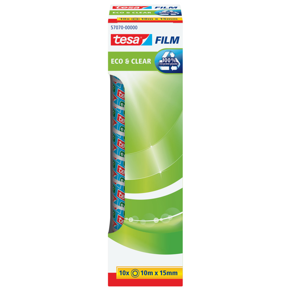 Klebefilm Eco & Clear Office Box - unsichtbar, 15 mm x 10 m, 10 Rollen
