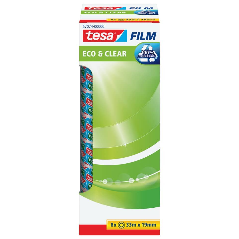 Klebefilm Eco & Clear Office Box - unsichtbar, 19 mm x 33 m, 8 Rollen