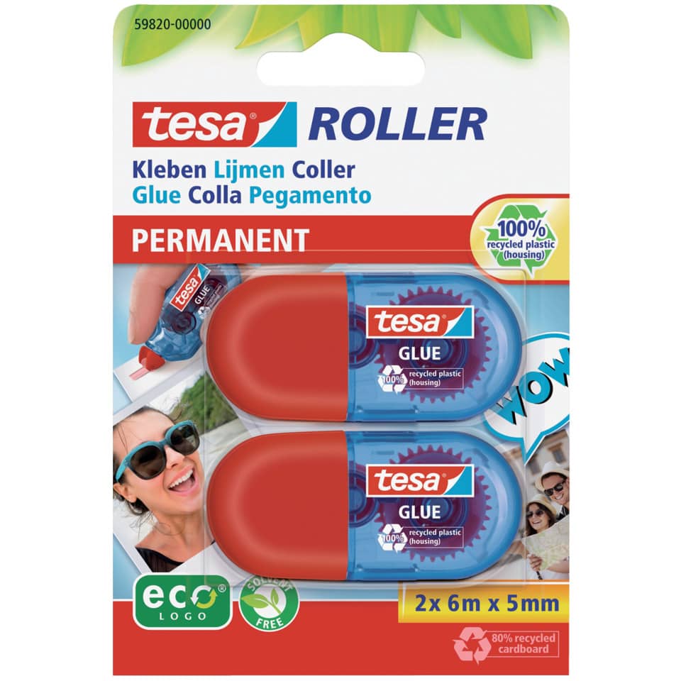 Kleberoller Mini Einweg - permanent, 6 m x 5 mm, 2er Pack