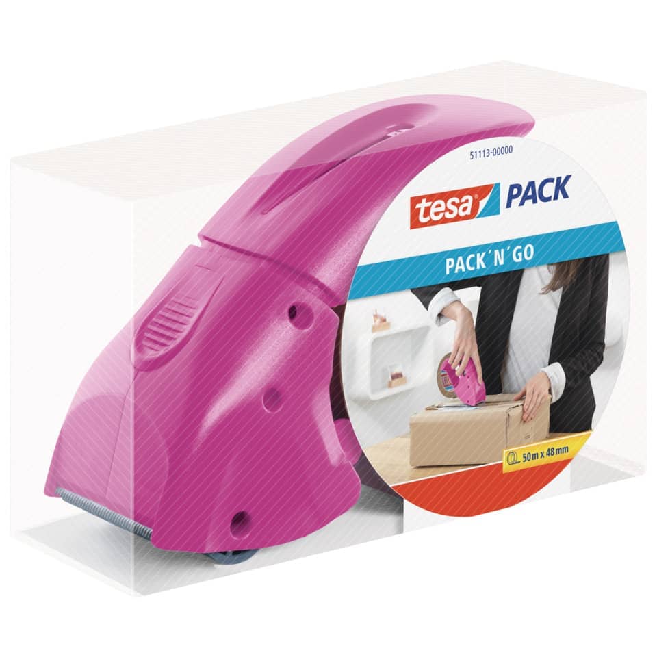 Packbandabroller Pack'n Go - pink, Rollen bis 50 mm x 66 m