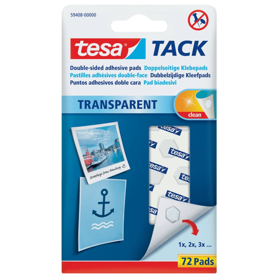 Tack® Klebestücke - 72 Pads, ablösbar, transparent