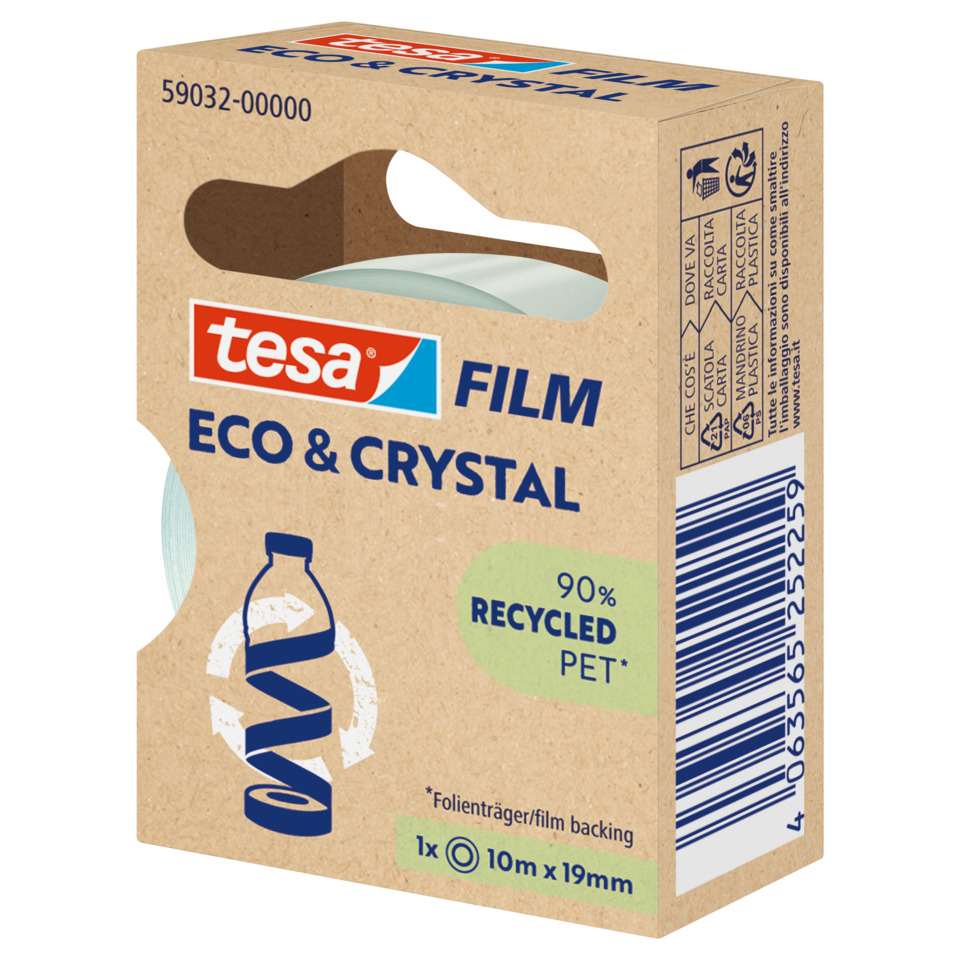 Klebefilm PET Eco & Crystal - 19mm x 10m, kristallklar