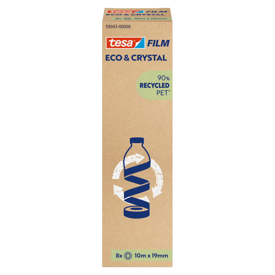 Klebefilm PET Eco & Crystal - 19mm x 10m, klar, 8 Rollen Tower