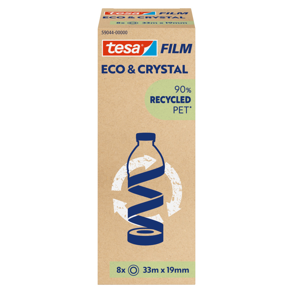 Klebefilm PET Eco & Crystal - 19mm x 33m, klar, 8 Rolllen Tower