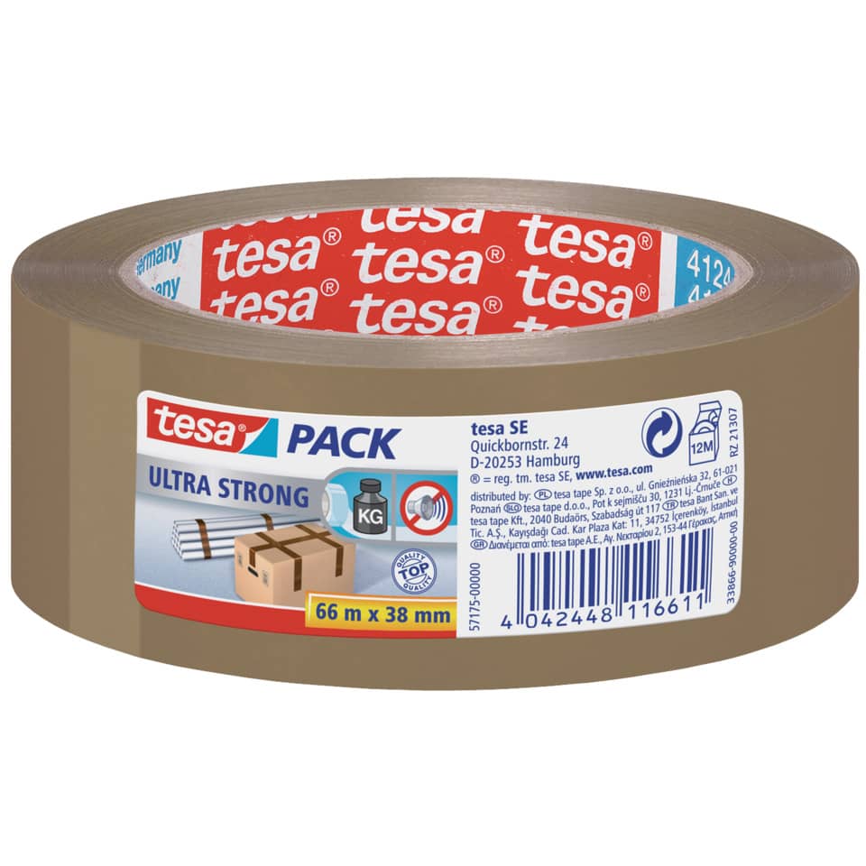 Verpackungsklebeband tesapack® Ultra Strong, PVC, 66 m x 38 mm, braun
