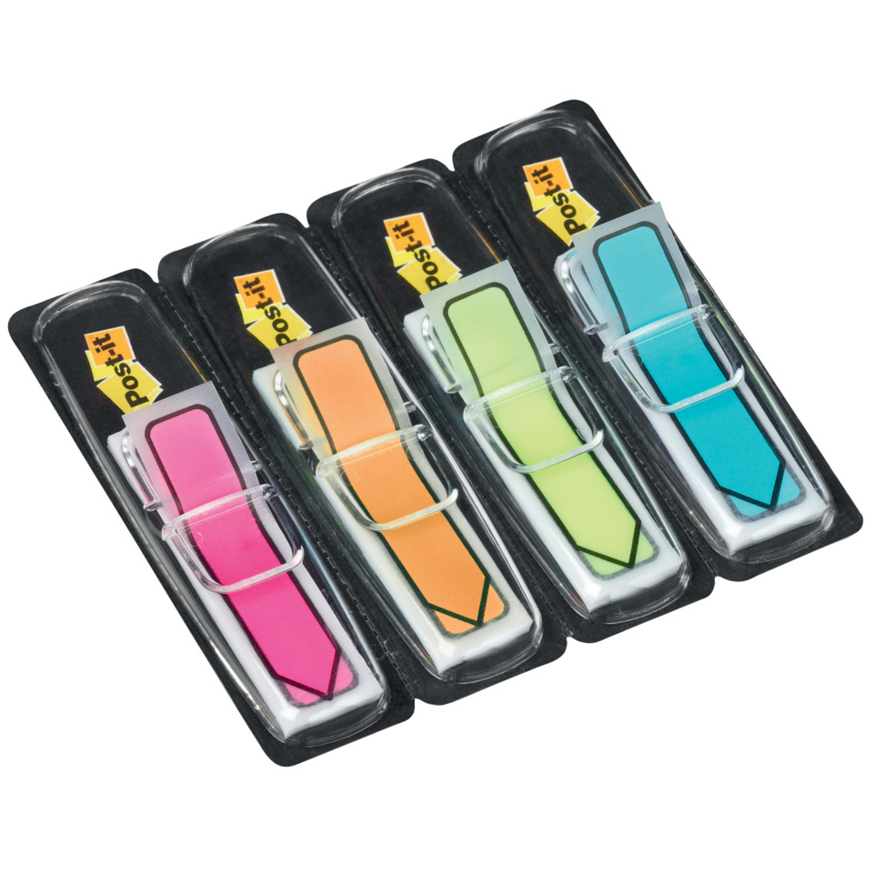 Haftstreifen Index Pfeil, 12x43mm, 4x24 Stück, neon sortiert