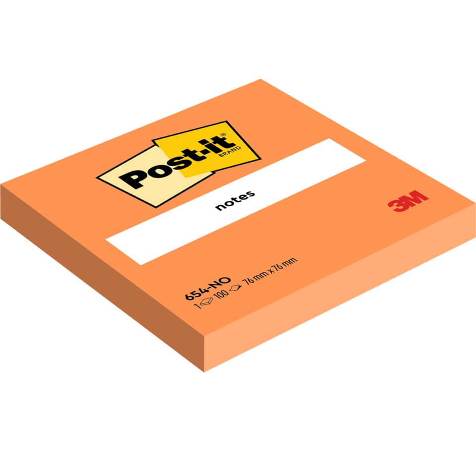 Haftnotizblock Notes neon, 76 x 76 mm, vitalorange, 100 Blatt