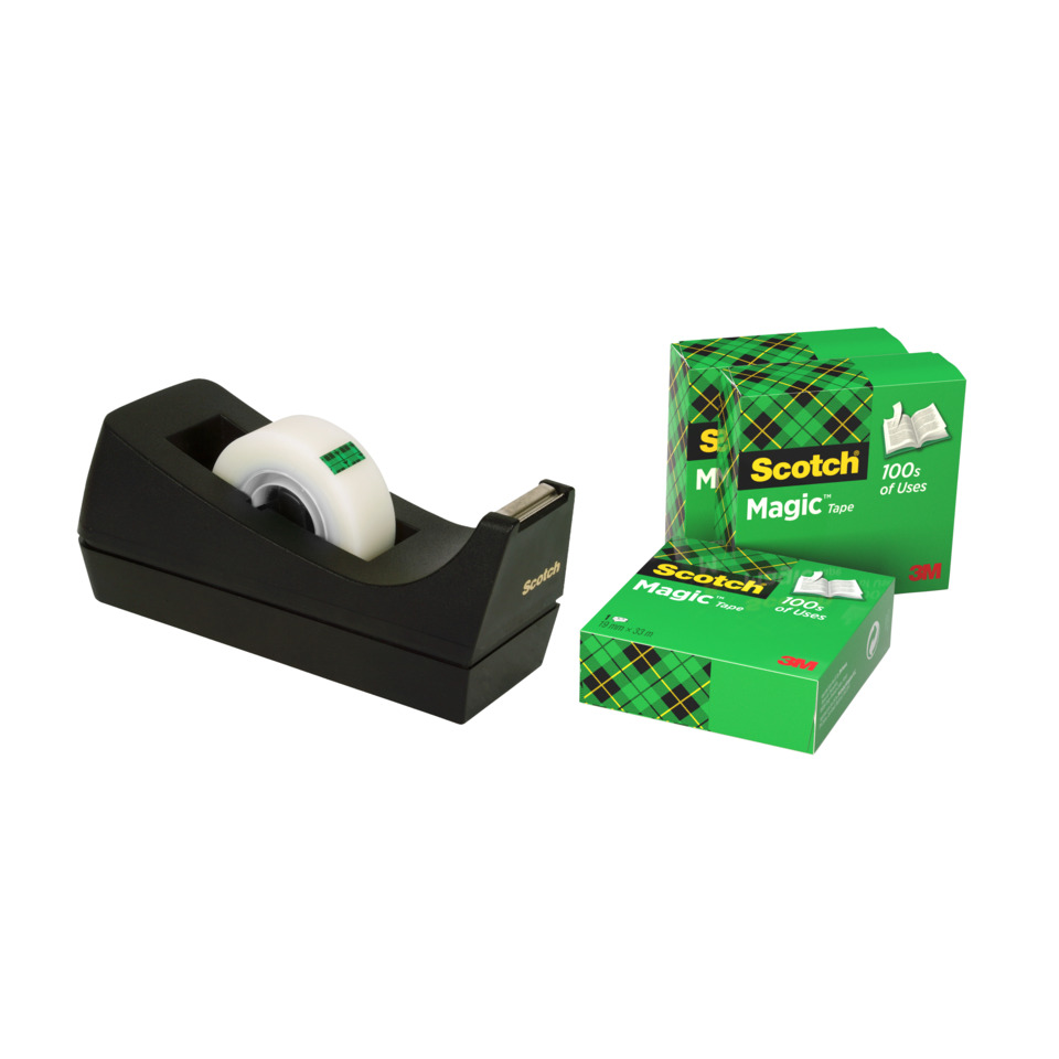 Tischabroller - inkl. 3 Rollen Magic Tape 810, schwarz