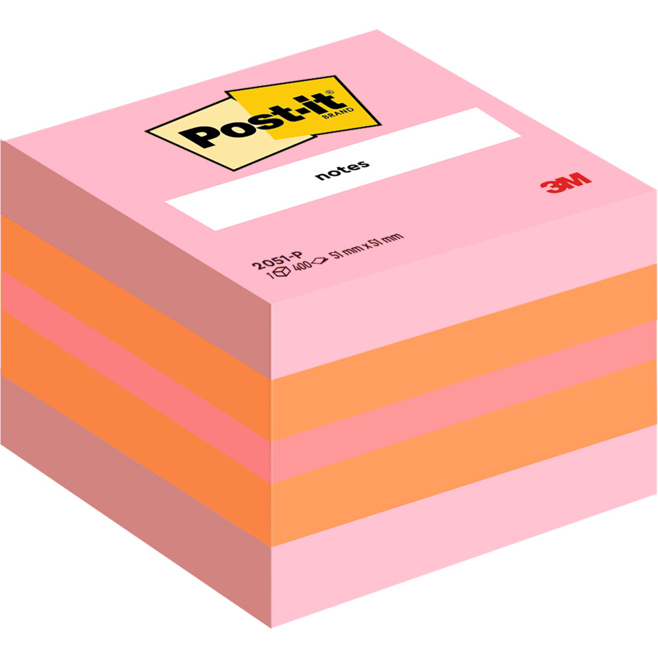 Haftnotizblock Würfel, 51x51mm, 400 Blatt, pink