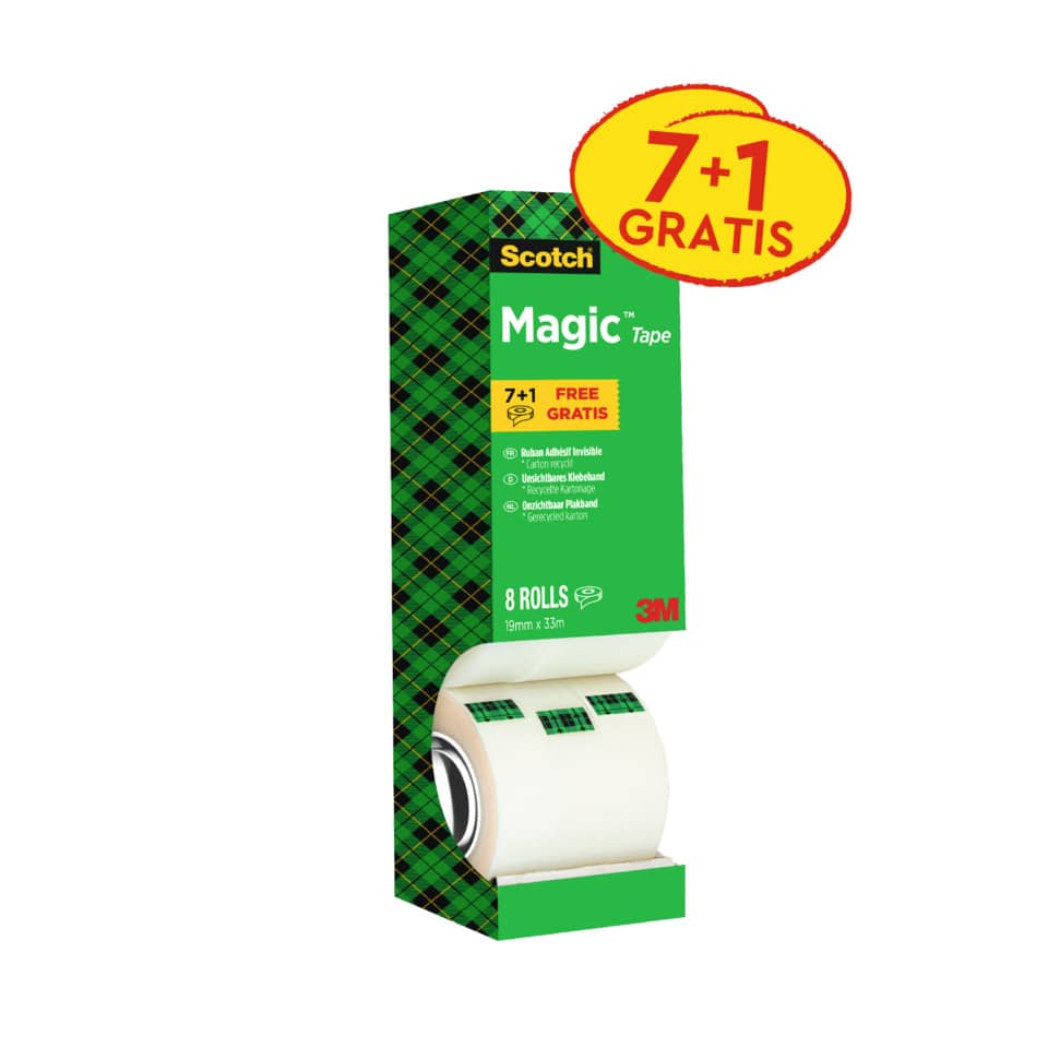 Klebeband Magic 810 - Zellulose Acetat, unsichtbar, beschriftbar, 33mx19mm, 8 Rollen
